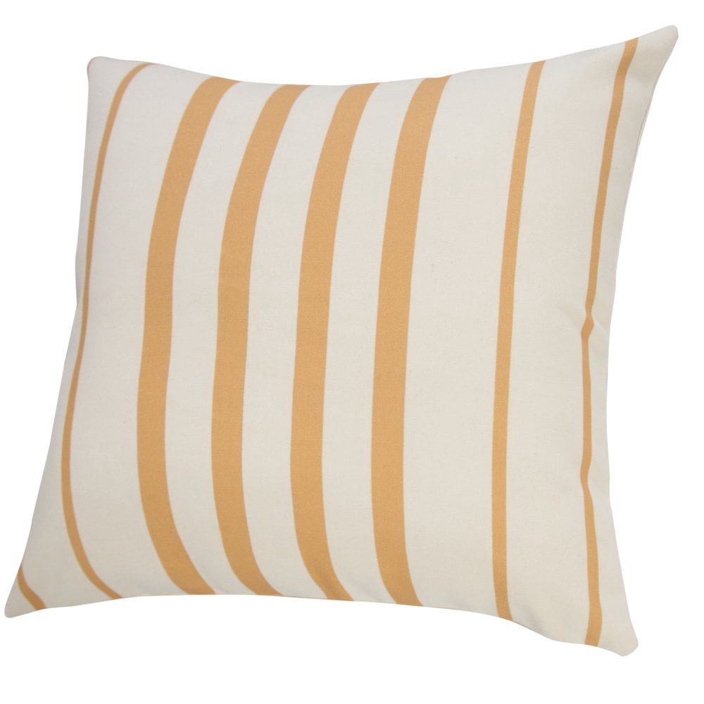 LR Home Ox Bay Hand-Woven Yellow/White Stripe Recycled P.E.T Yarn Pillow Cover