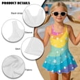 thumbnail image 5 of Uorisanigo Kids One Piece Swimsuit Girls Size 8-9 Back Strap Swimwear Polyester and Spandex Skirted Bathing Suit Beach Sport, Rainbow Star, 5 of 6