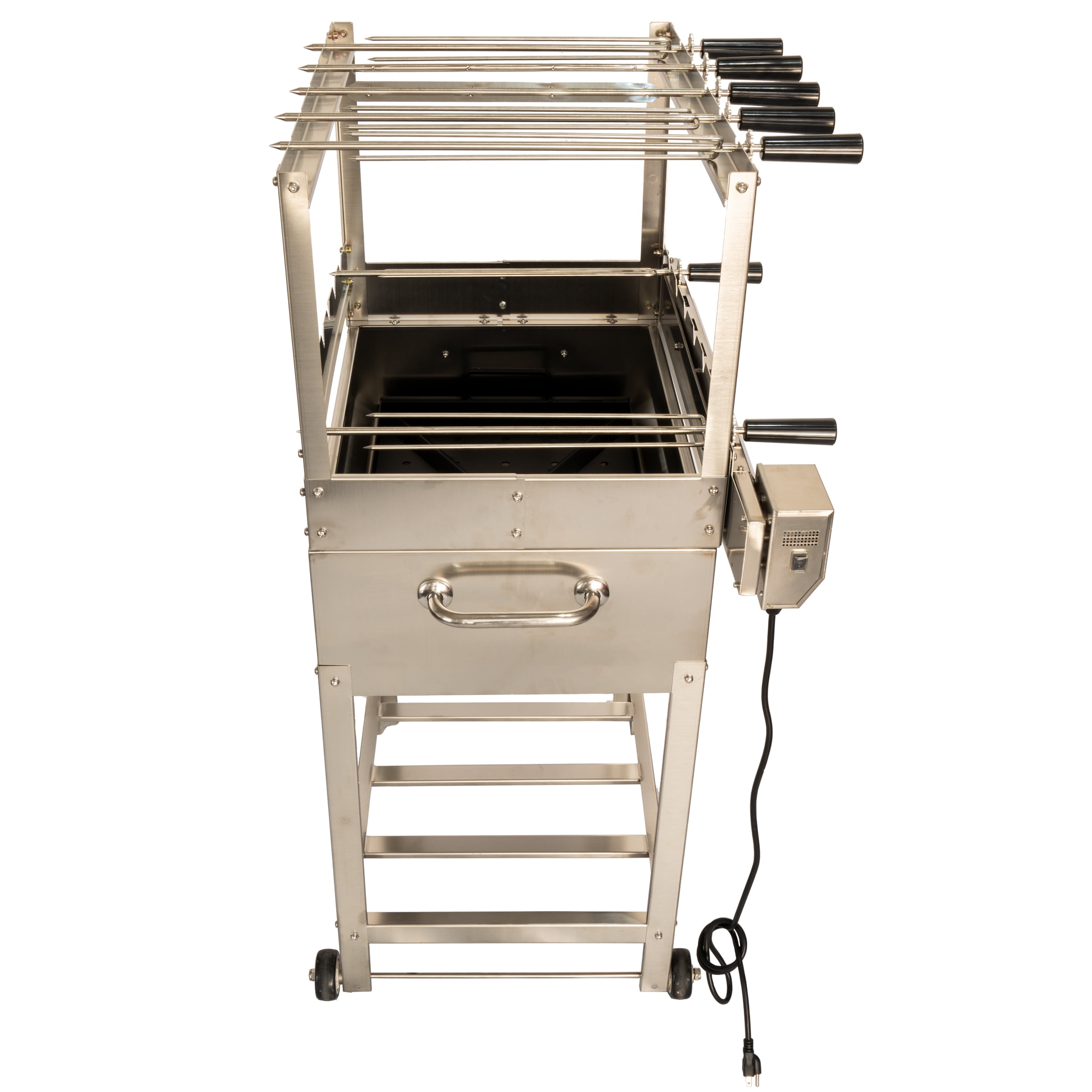 Charcoal Brazilian Electric Rotisserie Grill - 7 skewers - Churrasco - Stainless Steel BBQ