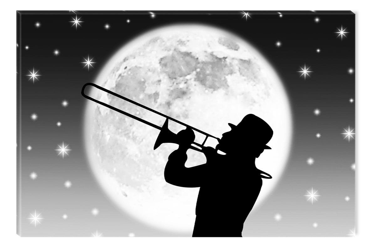 Startonight Canvas Wall Art Black and White Abstract Moonlight Sax