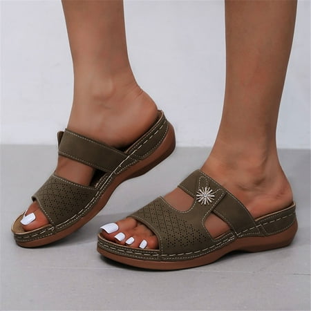 

Sunhillsgrace Shoes For Women Sandals Women s Fashion Metal Rhinestone Buckle Car Stitching Wedge Sandals And Slipper