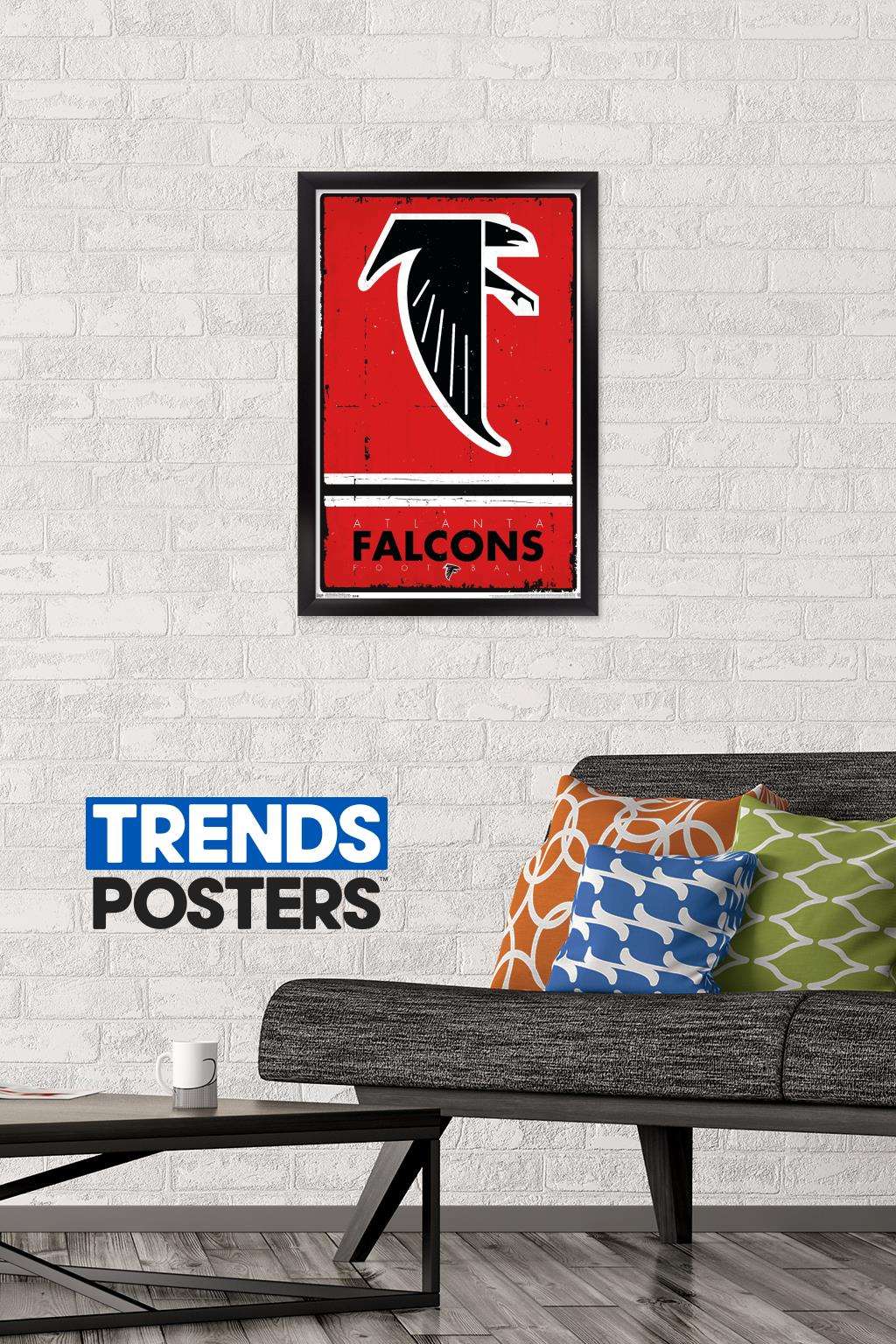 NFL Atlanta Falcons - Retro Logo 15 Wall Poster, 14.725" x 22.375", Framed