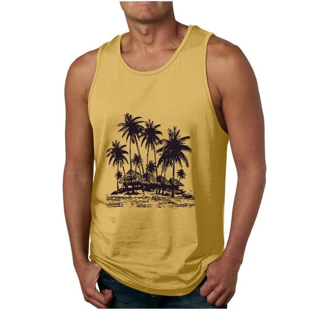 Camisetas de Tanque de los Hombres Tanque de los Hombres Incolor Gradiente de Impresión Cuello Redondo Correa Delgada Fuga Atrás Regular Casual Deportes Blusas de Tanque