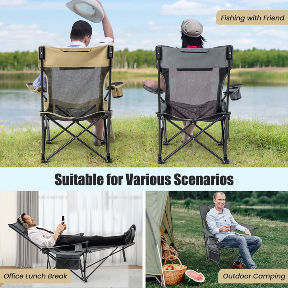 Aimee Lii Camping Lounge Chair with Detachable Footrest Adjustable Backrest, Portable Folding Chair, Gray Aimee Lii Camping Lounge Chair with Detachable Footrest Adjustable Backrest, Portable Folding Chair, Gray