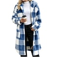 thumbnail image 6 of ibuvkizy Womens Buffalo Plaid Fuzzy Long Fleece Coat,Lapel Collar Button Up Teddy Sherpa Warm Oversized Winter Hooded Outer Jacket with Pockets,2XL, 6 of 6