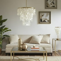 Layered Capiz Chandelier On-Site