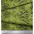 thumbnail image 2 of Soimoi Green Viscose Chiffon Fabric Leopard & Tiger Animal Skin Decor Fabric Printed Yard 42 Inch Wide, 2 of 3
