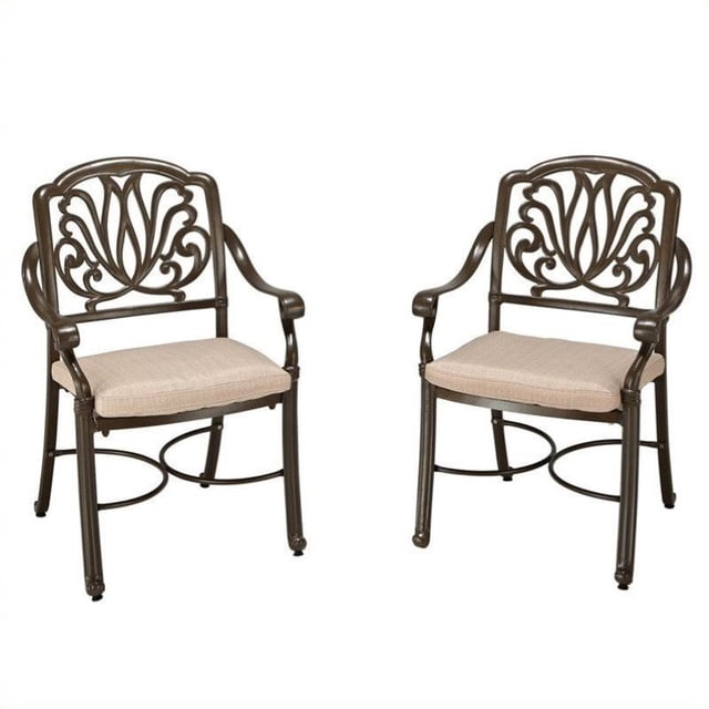 Home Styles Chaise de Patio Florale en Taupe et Naturel (Ensemble de 2)