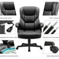 thumbnail image 5 of Vineego High Back PU Leather Executive Office Desk Chair Adjustable Business Manager’s Chair Ergonomic swivel Computer Chair with Lumbar Support and Armrest, Black, 5 of 7