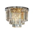 thumbnail image 2 of 6-Lights Mid-Century Modern Satin Nickel 3-Tier Round Fringe Crystal Flush Mount, 2 of 5