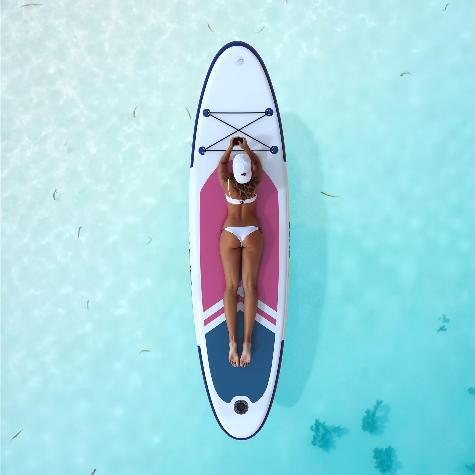Garvee Inflatable Stand-up Paddle Board, 10.6' x 32'' x 6'', with Camera Mount, Rose Red