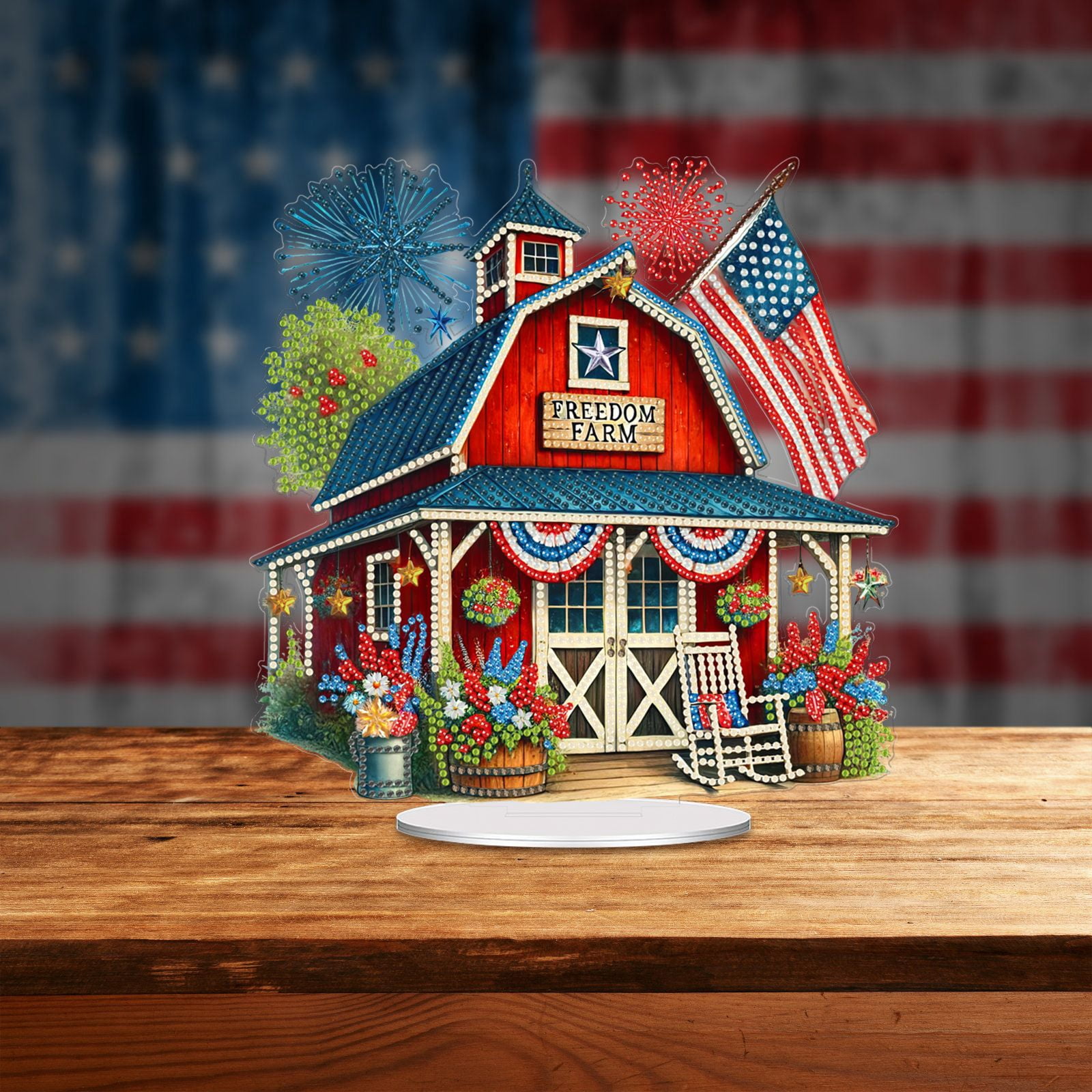 FLOPESN 2PCS DIY Diamond Art Painting American Independence Day Creative，9.84*9.84in Animal Design,Add Festive Atmosphere Home Desktop Decorations