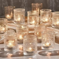 TACYKIBD 30 Pack Clear Glass Votive Candle Holders, Vintage Candle Holder Bulk, Tealight Candle Holders for Table Centerpieces, Home, Bridal Shower, Birthday, Christmas, Thanksgiving Table Decor