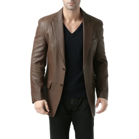 BGSD Men's Grant 2-Button New Zealand Lambskin Leather Blazer (Regular & Tall)