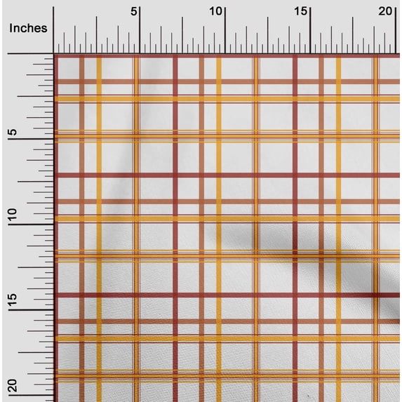 oneOone Cotton Jersey White Fabric Madras Check Sewing Material Print Fabric By The Yard 58 Inch Wide