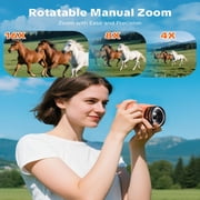 W&O Q5 4K Digital Camera, 180° Flip Screen Point and Shoot Camera with Ring Light, SD Card, Orange