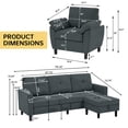 thumbnail image 7 of Pingliang Home Living Room Furniture Set,Sectional Sofa with Storage Ottoman and Accent Chair,Modern 3 Seat Couch L Shaped Sofa with Storage Pockets,Modern 4 Seater Set for Living Room Apartment APT, 7 of 7