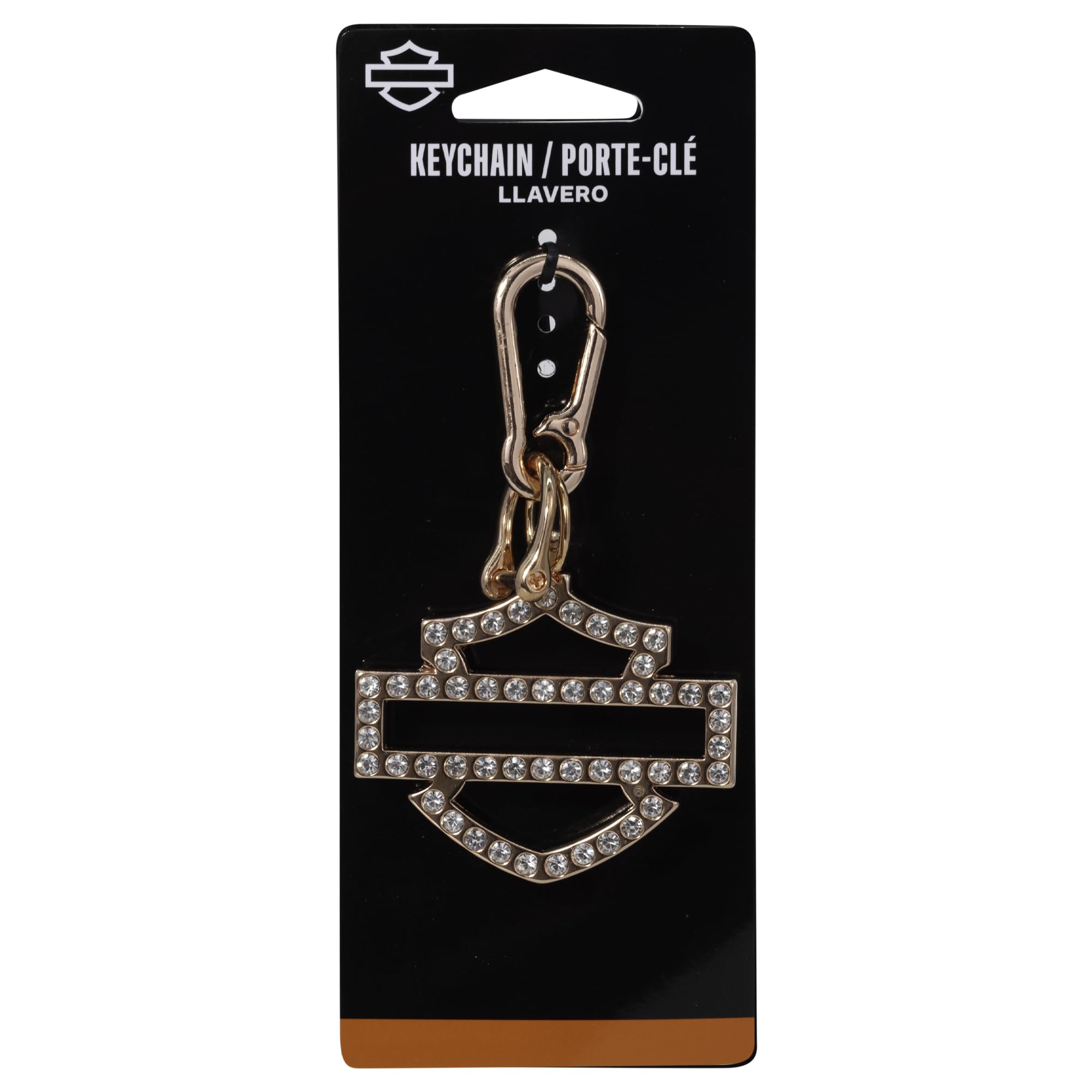 Harley-Davidson Silhouette Embellished Bar & Shield Logo Key Chain, Rose Gold, Harley Davidson