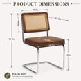 thumbnail image 4 of SESSLIFE Dining Chairs Set of 2, Rattan Cane Back Dining Room Chairs with Linen Upholstered Seat, Cantilever Kitchen Chairs with Chrome Frame, 300 lbs,Coffee, 4 of 10
