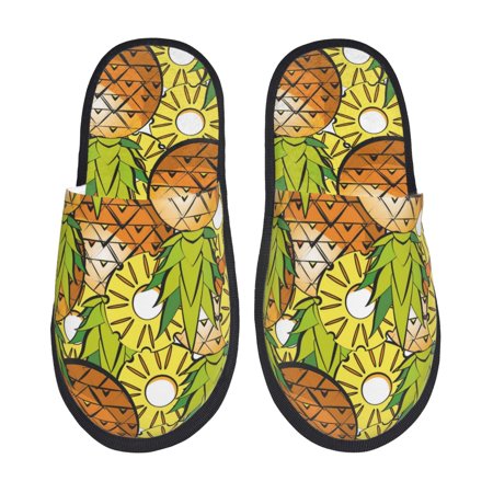 Balery Tropical Summer Fruit Slient Indoor Furry Fleece Comfort House Shoes Soft Non-Slip Home Shoes Cotton slippers House Slippers-- Large