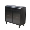 thumbnail image 6 of Modern Sideboard Buffet Cabinet with Tempered Figured Glass Doors, Flip Top, Inner Shelves, Metal Frame Storage Console for Dining Room, Kitchen, Living Room & Entryway (Black), 6 of 9