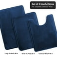 thumbnail image 6 of Semfri 3-Piece Bathroom Rug Set Velvet Memory Foam Bath Mat and Contour Rug Absorbent Fast Drying Navy Blue, 6 of 8