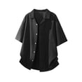 thumbnail image 2 of Kojanyu Men's Plus Size Solid Color Short Sleeve Button-Up Shirt with Pocket – Breathable Polyester Casual Summer Shirt for Big & Tall Men | M–5XL, 2 of 9