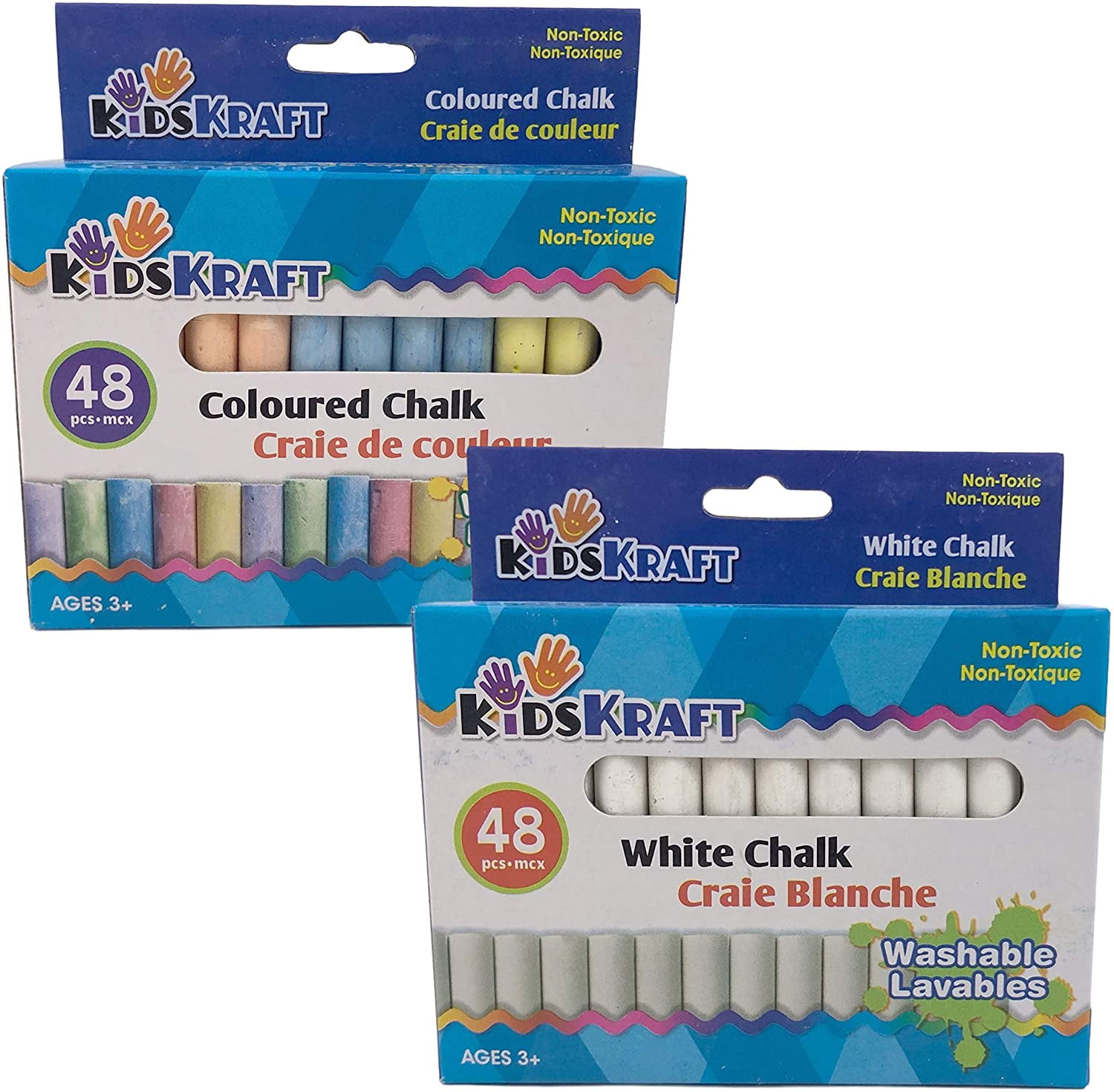Chalk Chalkboard Sticks Bundle Includes White & Colored, 48 Pieces Each