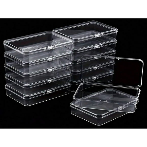 Lindbes 12pcs Clear Plastic Storage Boxes Jewelry Storage Box For Hair Clips Nail Art Household Storage Organizer For Your Crafts Jewelry And Hardware With Clear Hinged Lids For Bed