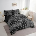 thumbnail image 3 of Manfei Bohemian Paisley 7-Piece Bedding Comforter Set,Black White King Bedding Sets,Exotic Style Ultra Soft Bed Sheets,Ultra Soft Boho Bedroom Decoration,Reversible, 3 of 7