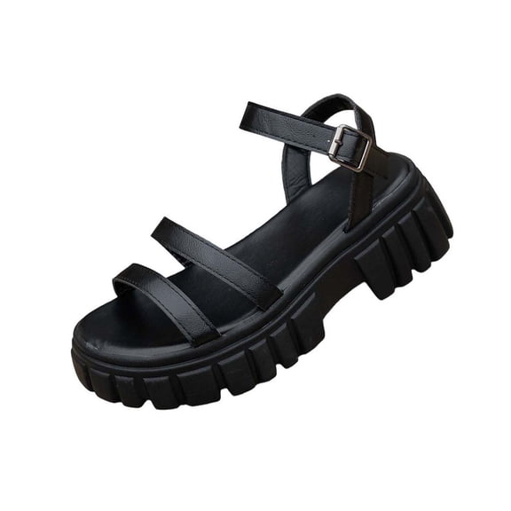 hoksml Women's Strappy Platform Sandals Open Toe Ankle Strap 2.36 Inch Non-Slip Sole Casual Summer Shoes