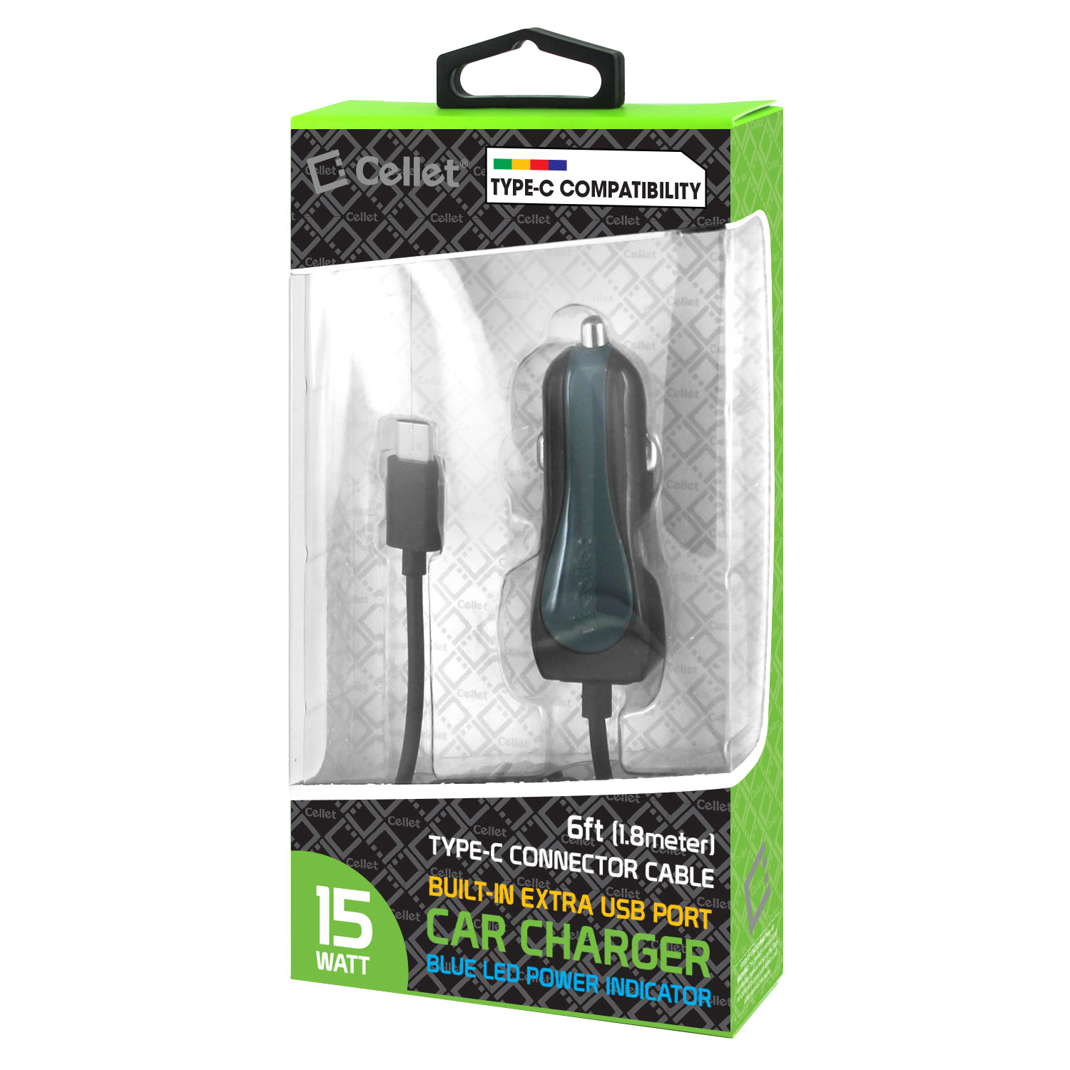 Samsung Galaxy S9 / S9+ Plus Type C Car Charger - [15 Watt / 3 Amp] High Powered USB Type-C (USB-C) Car Charger with Extra USB Port [6 feet] and Atom Cloth for Samsung Galaxy S9 / S9+ Plus - image 4 of 9