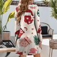 thumbnail image 4 of WTOBBY Women's Holiday Printed Dress Loose V-Neck Long Sleeve Casual Christmas Party Wear with Festive Theme Pattern for Seasonal Occasions,Pink L, 4 of 6