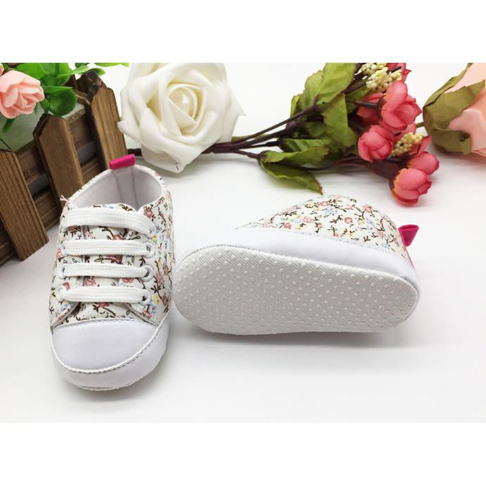 Pretty Floral/White Trainers Toddler/Young Girl Sizes UK 11 or 12 *NEW* 