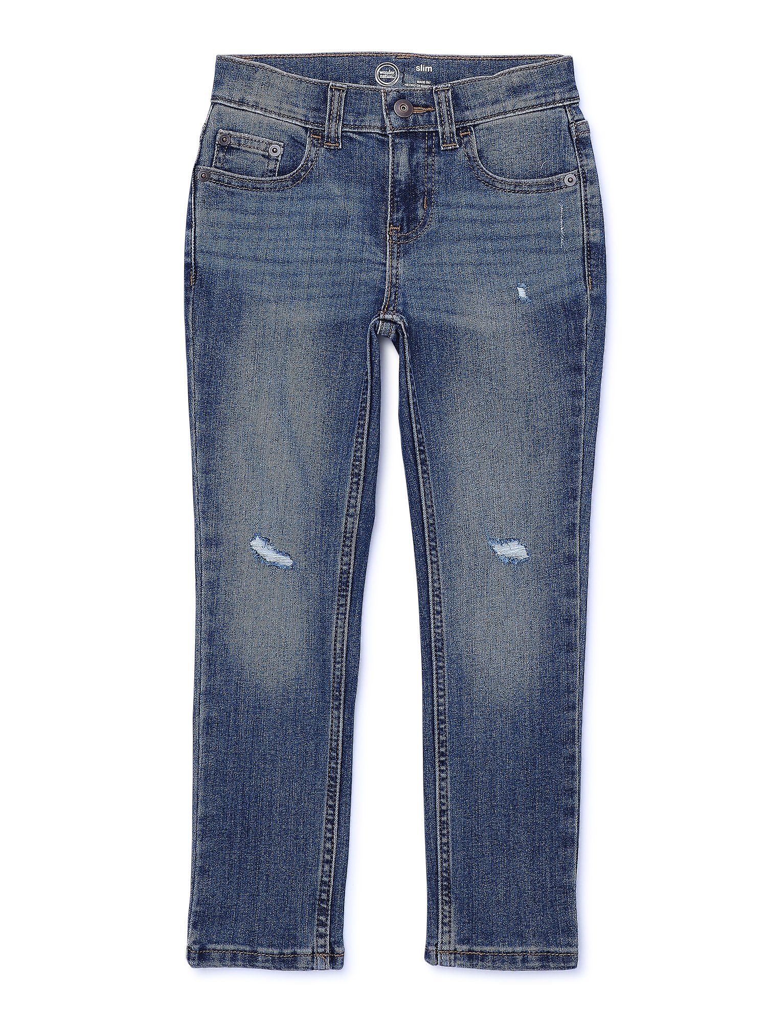 Wonder Nation Boys Slim Denim Jeans with Ripped Details photo 5