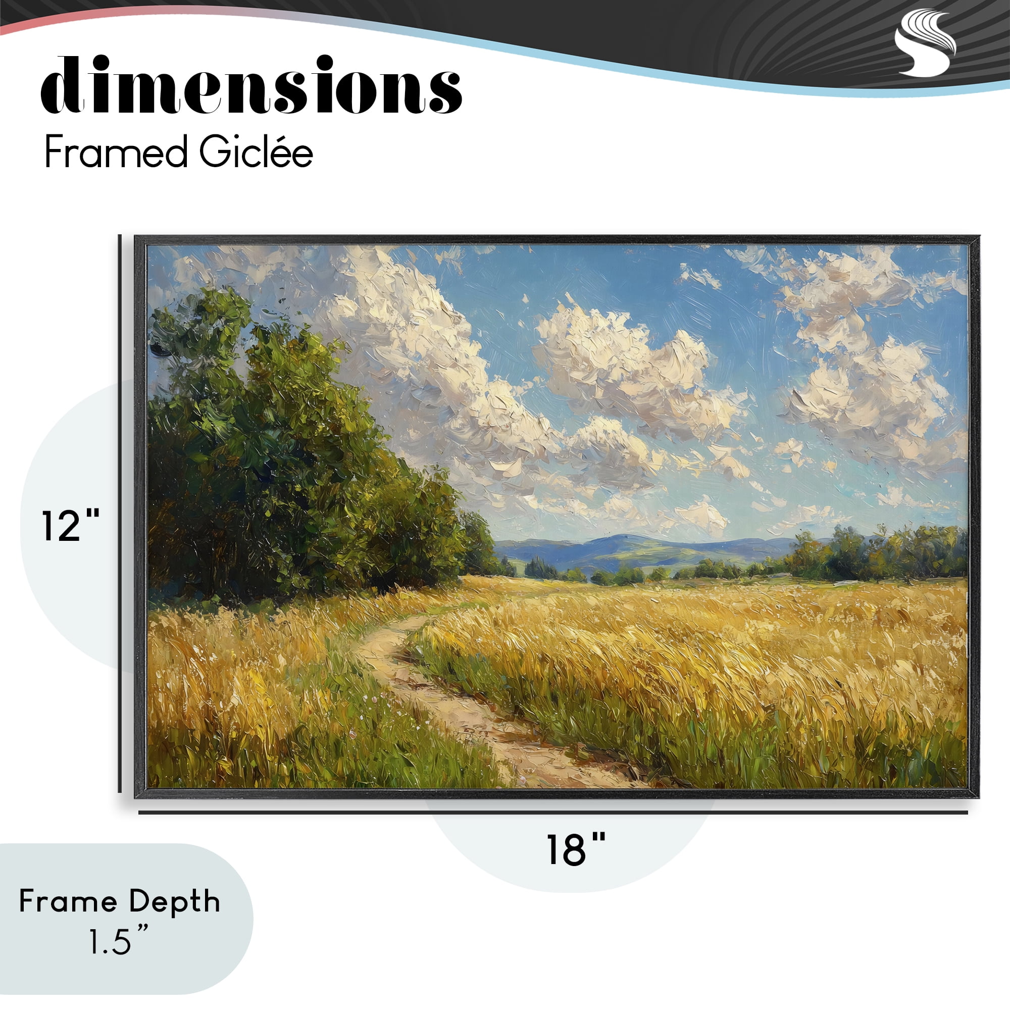 Stupell Industries Winding Path Through Wheat Field Black Framed Giclee Art, design by Creative Studio