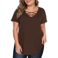 thumbnail image 2 of fatyb Plus Size Tops for Women Crisscross V Neck Short Sleeve Tunic Shirts Loose Casual Summer Blouses, 2 of 7
