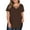 1_Coffee, variant on Tmtolofot Plus Size Women's Summer Tops Front Tie V Neck Shirts Womens Solid Color Short Sleeve Top Smooth Comfortable Loose T-Shirts For Women 2024 Fashion Shirts,1_Coffee,4X-Large