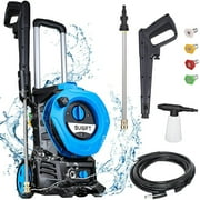 SUGIFT 3300PSI Electric Pressure Washer High Power Pressure with 4 Nozzles Foam Cannon and Hose Reel