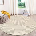 thumbnail image 3 of Teppich Homes Geometric Luxury Under Your Feet Contemporary Area Rug, Off-White Geometric, 18' x 18', Handmade, 3 of 6