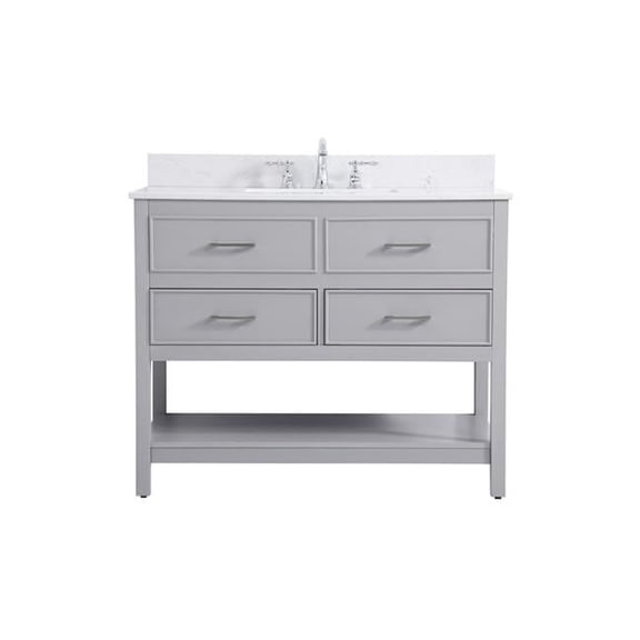 42 in. Single Bathroom Vanity, Gray with Backsplash