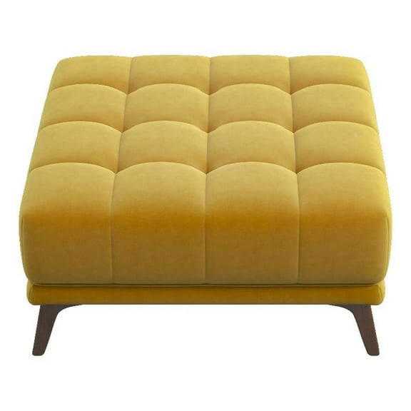Allen Mid Century Modern Velvet Ottoman in Gold