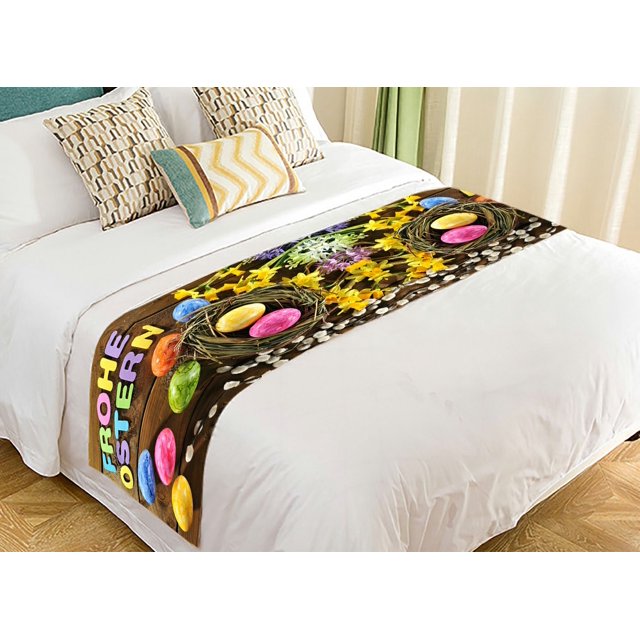 Camino De Cama ABPHQTO Feliz Pascua Letras Tablero De Madera 50x241 cm