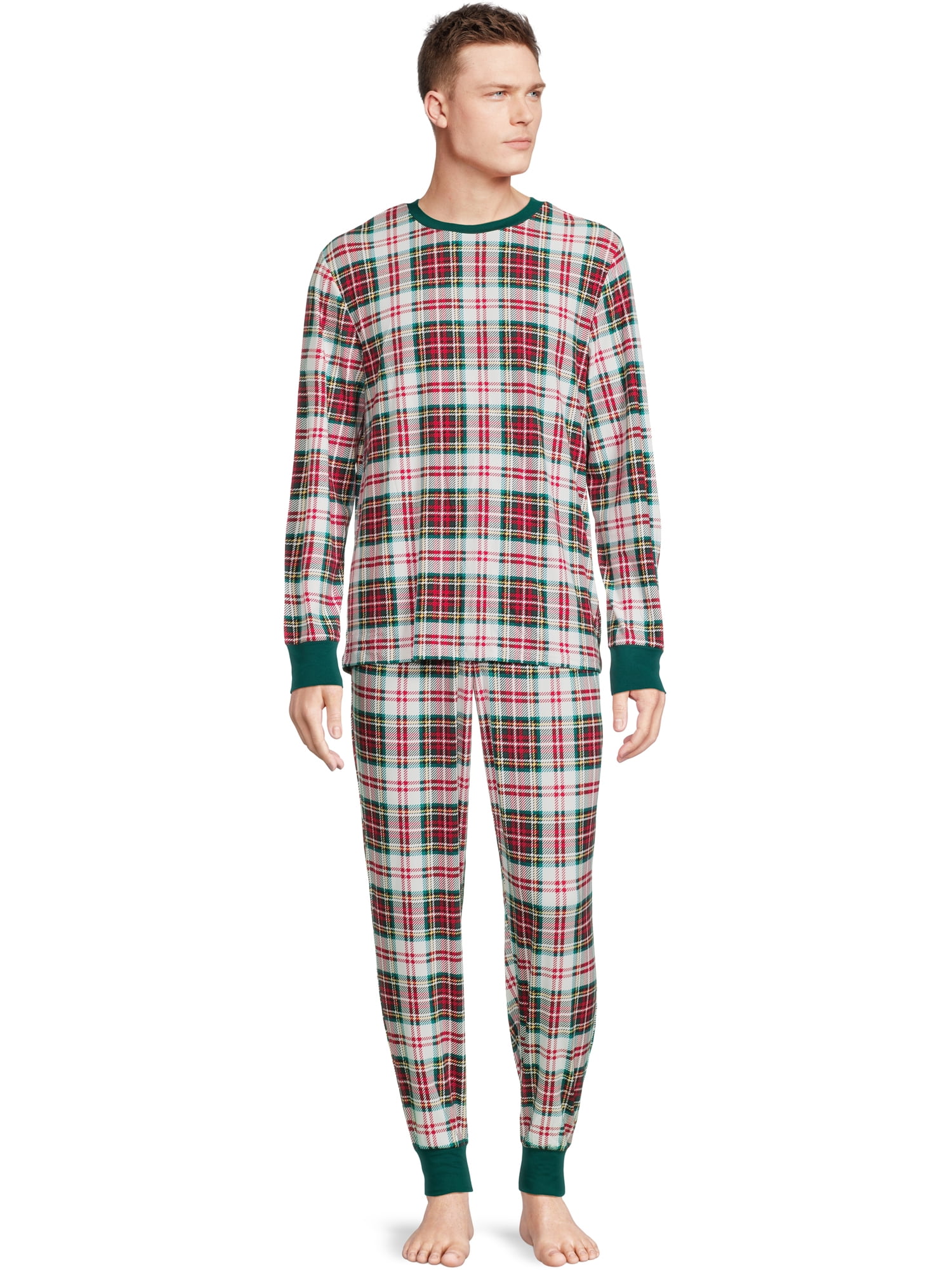 Jolly Jammies Men's Holiday Plaid Matching Christmas Pajamas Set, 2-Piece, Sizes S-XXL