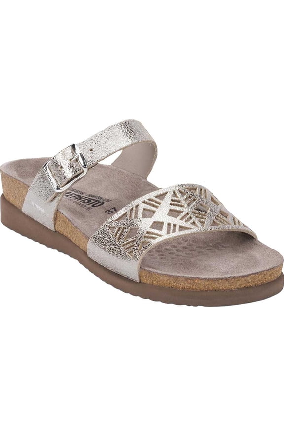 Women's Mephisto Hirena Slide Sandal Silver Venise Leather 9 M