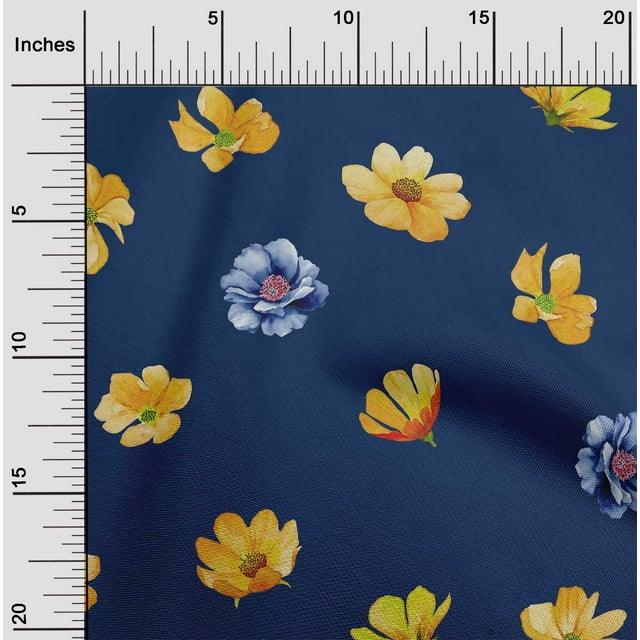 oneOone Cotton Cambric Fabric Flower Watercolor Decor Fabric Printed BTY 56 Inch Wide
