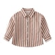 thumbnail image 1 of Gibobby Playera De Algodón Chaqueta de franela para niños pequeños, a rayas, de manga larga, con solapa y botones, para bebés, niños y niñas, camisa, abrigo, prendas de vestir(Café, 6-7 Años), 1 of 5