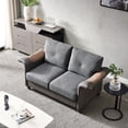 thumbnail image 3 of Holaki Linen Fabric Loveseat Sofa Curved Arm Couch with Pocket, Dark Grey, 3 of 9