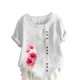 thumbnail image 1 of Camisetas de Manga Corta para las Mujeres Impreso Botón de Manga Corta Camiseta Blusa Poliéster, Ropa Casual Mirar Superior para las Mujeres, 1 of 4