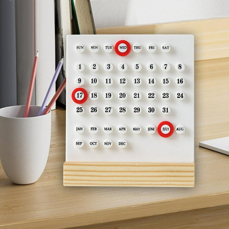 送料無料 通販 激安 Desktop Calendar flameer Ornaments, Acrylic Wooden 手帳・カレンダー